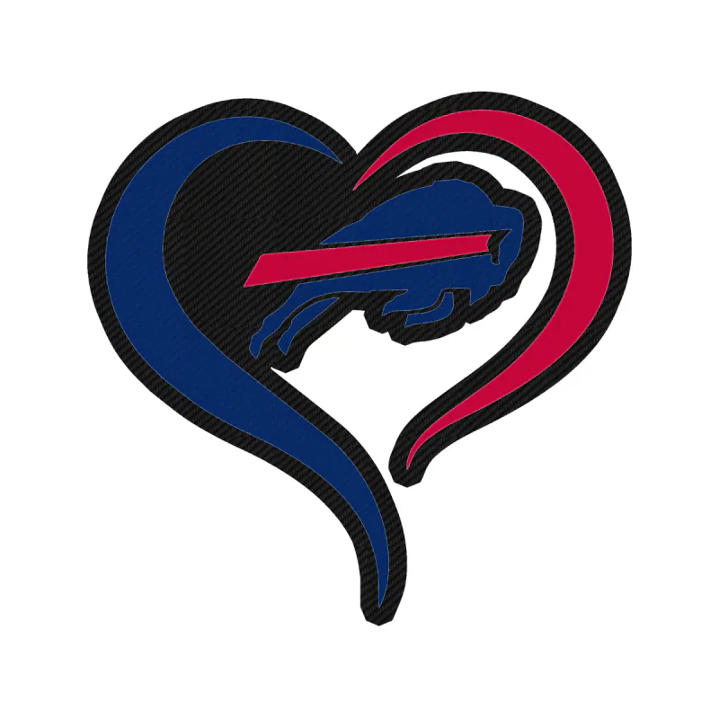 Buffalo Bills - Heart - Image 2 - Carbon Fiber Vinyl Sticker - Custom Size