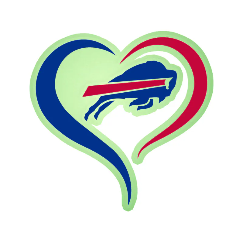 Buffalo Bills - Heart - Image 2 - Glow in the Dark Vinyl Sticker - Custom Size