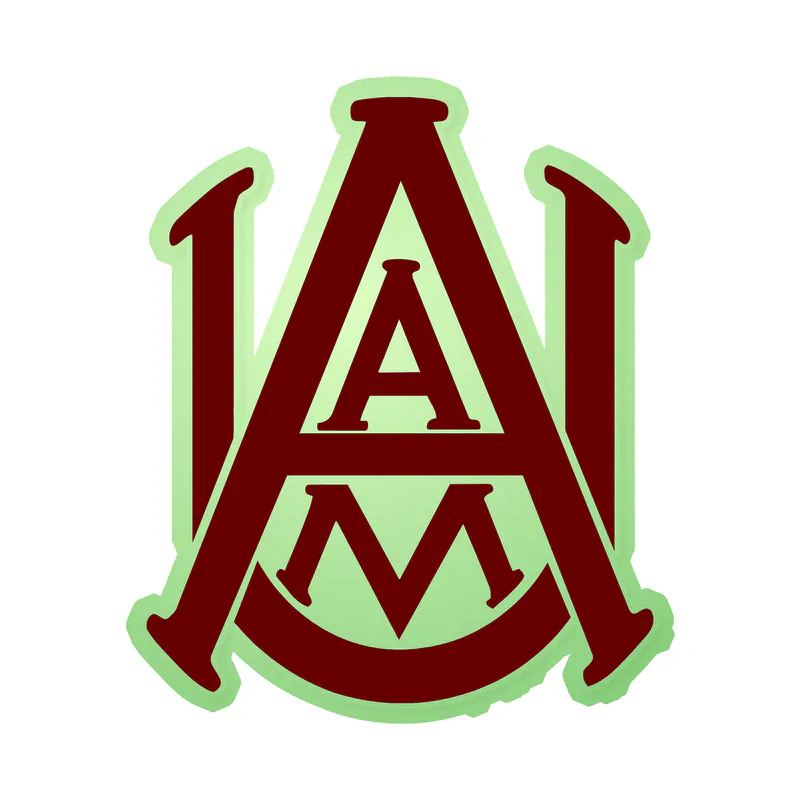Alabama A&M Bulldogs Glow in the Dark Vinyl Decal - Custom Size