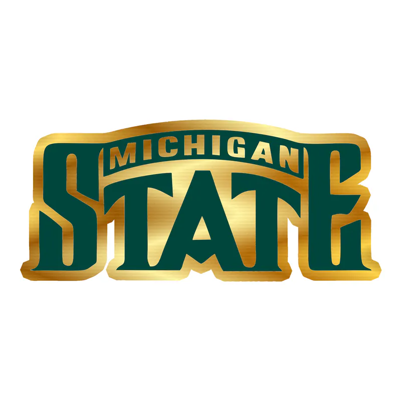 Michigan State Spartans- Logo Name-  Gold Chrome Vinyl Decal - Custom Size