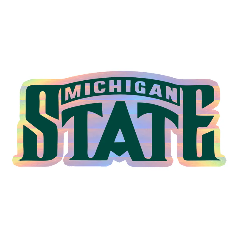 Michigan State Spartans- Logo Name- Holographic Vinyl Decal - Custom Size