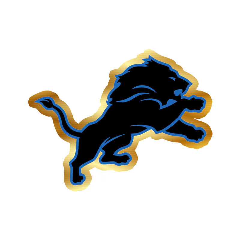 Detroit Lions - Black Lion - Gold Chrome Vinyl Sticker - Custom Size