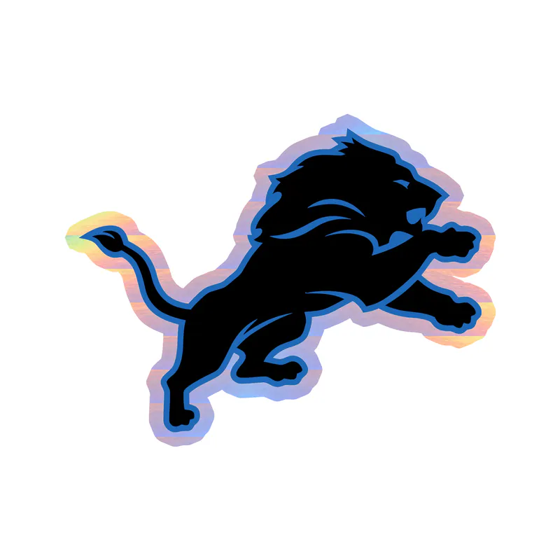 Detroit Lions - Black Lion - Holographic Vinyl Sticker - Custom Size