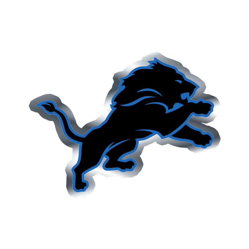 Detroit Lions - Black Lion - Silver Chrome Vinyl Sticker - Custom Size