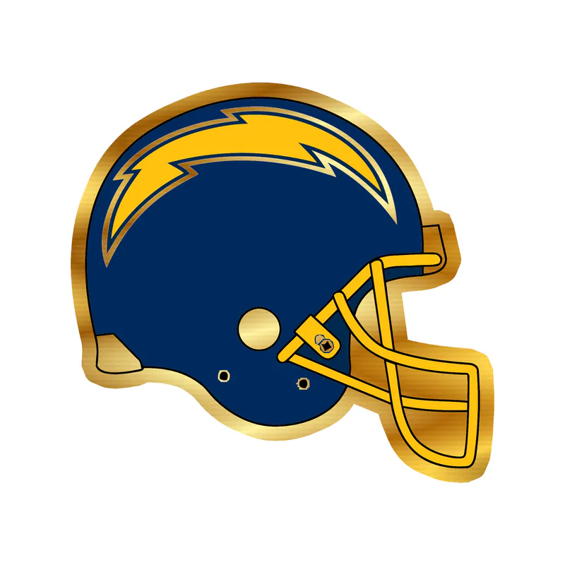 Los Angeles Chargers - Helmet - Gold Chrome Vinyl Sticker - Custom Size