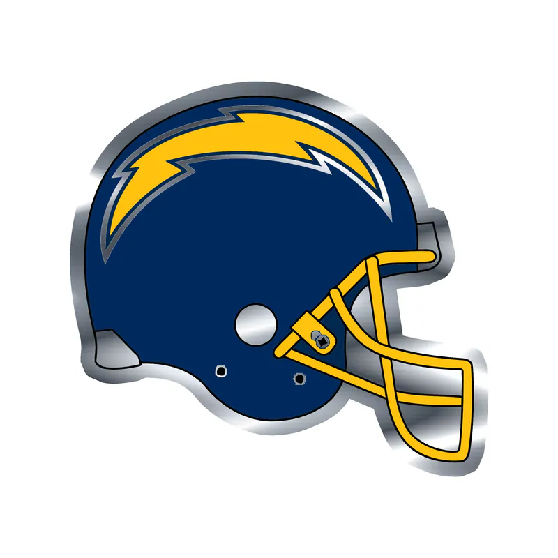 Los Angeles Chargers - Helmet - Silver Chrome Vinyl Sticker - Custom Size