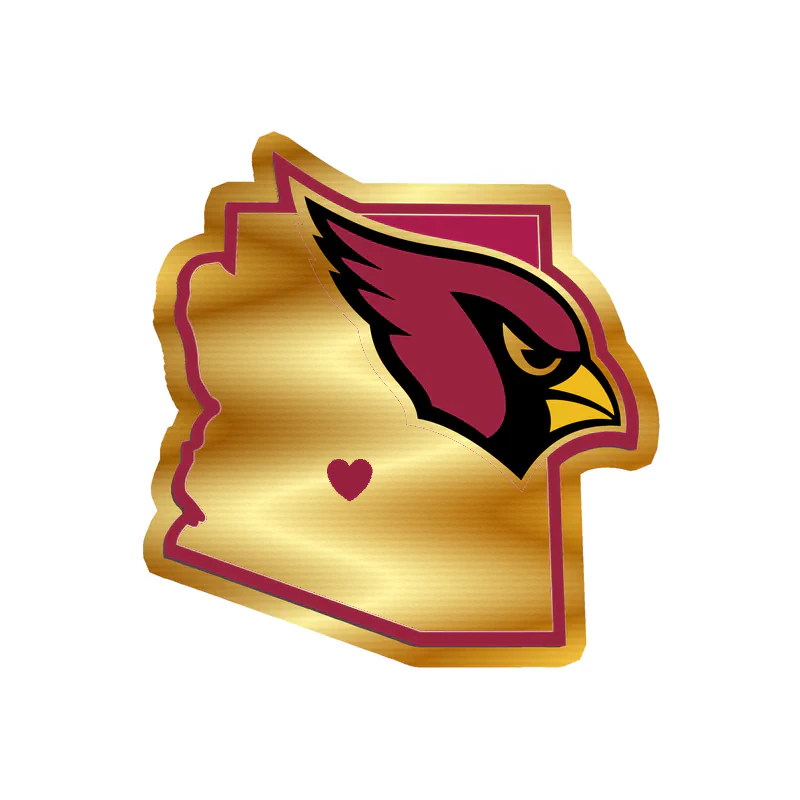 Arizona Cardinals - State - Gold Chrome Vinyl Sticker - Custom Size