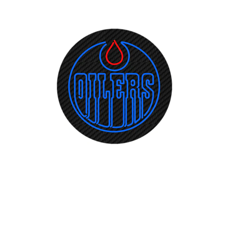 Edmonton Oilers - Black Circle With Oilers - Carbon Fiber Vinyl Sticker - Custom Size