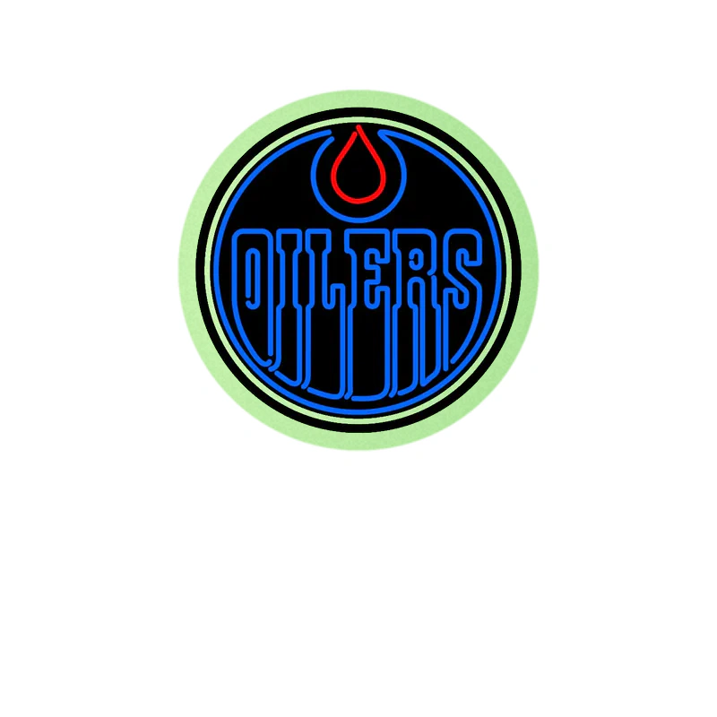 Edmonton Oilers - Black Circle With Oilers - Glow in the Dark Vinyl Sticker - Custom Size