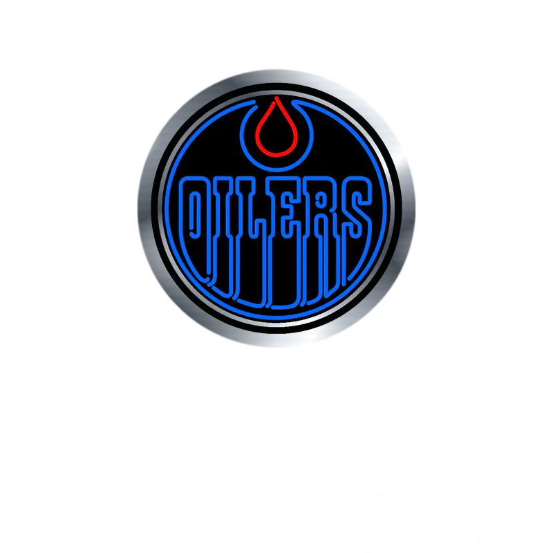 Edmonton Oilers - Black Circle With Oilers - Silver Chrome Vinyl Sticker - Custom Size