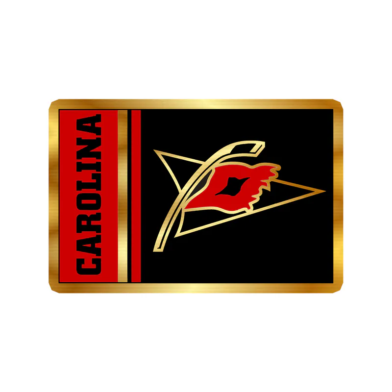 Carolina Hurricanes - Square With Carolina And Flag - Gold Chrome Vinyl Sticker - Custom Size