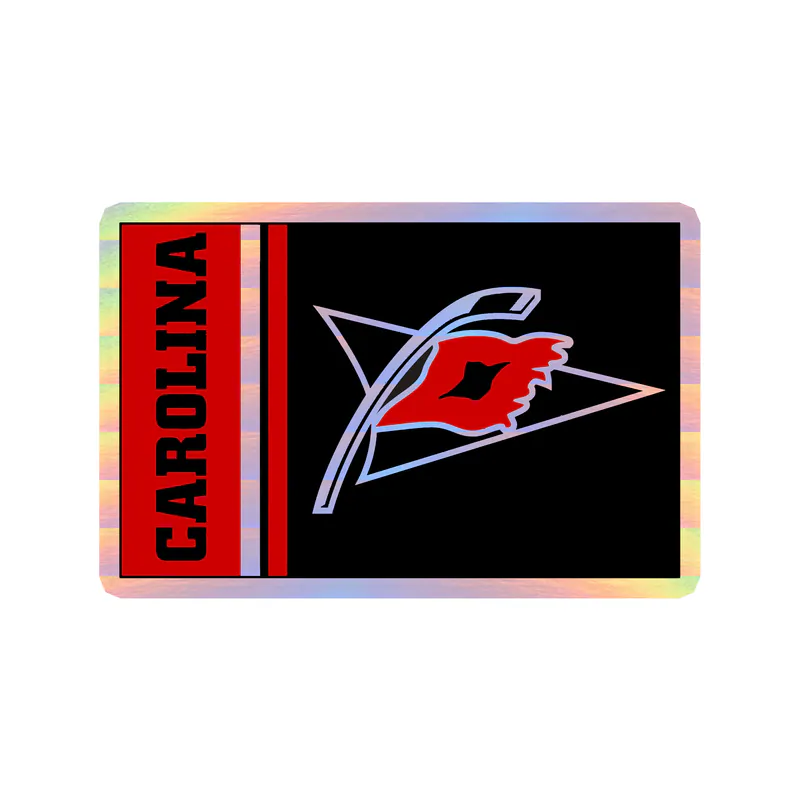 Carolina Hurricanes - Square With Carolina And Flag - Holographic Vinyl Sticker - Custom Size
