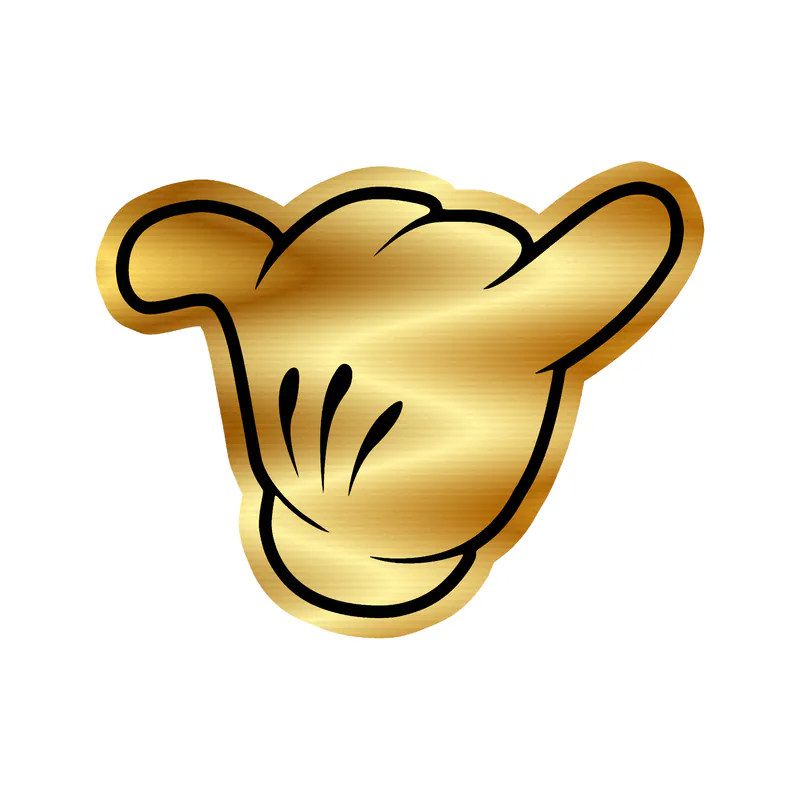Mickey Mouse hang loose Gold Chrome Vinyl Decal - Custom Size