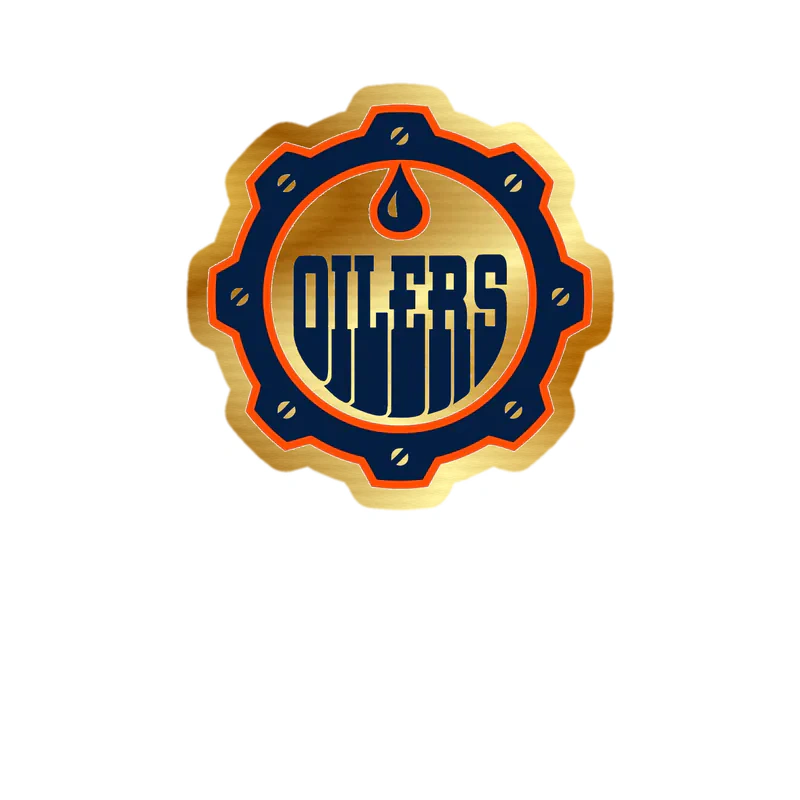 Edmonton Oilers - Cap With Oilers - Gold Chrome Vinyl Sticker - Custom Size