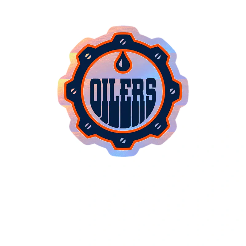 Edmonton Oilers - Cap With Oilers - Holographic Vinyl Sticker - Custom Size