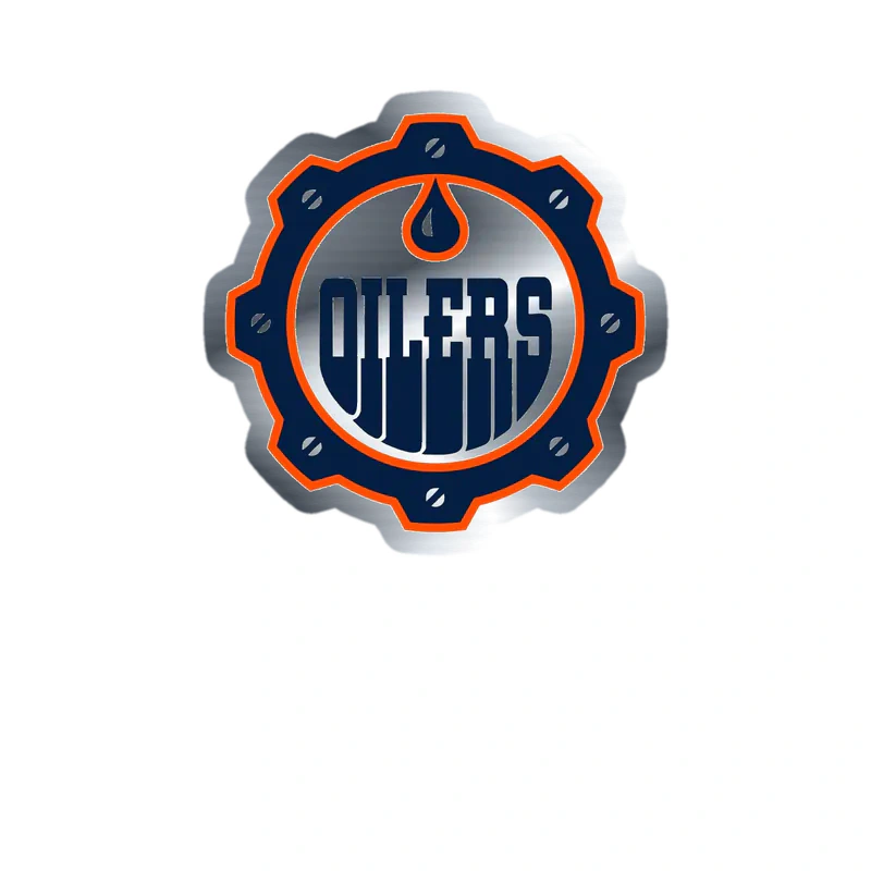 Edmonton Oilers - Cap With Oilers - Silver Chrome Vinyl Sticker - Custom Size