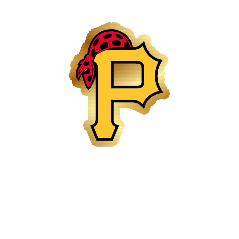 Pittsburgh Pirates - P With Pirates Hat - Gold Chrome Vinyl Sticker - Custom Size