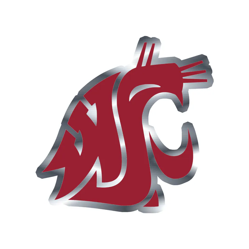 Washington State Cougars - Image 1 - Silver Chrome Vinyl Decal - Custom Size