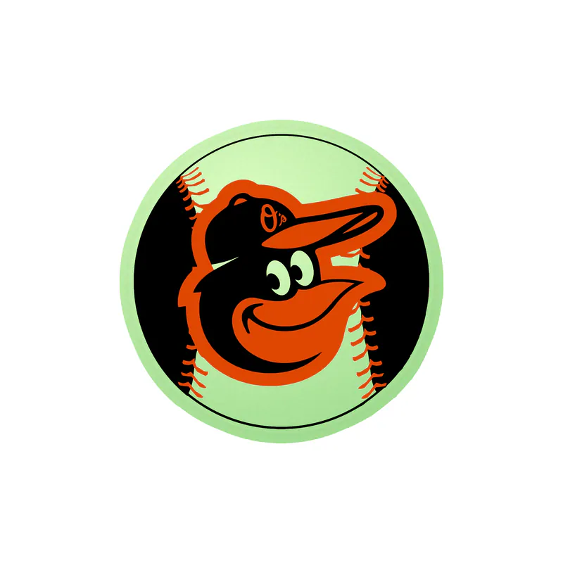 Baltimore Orioles - Baseball Cartoon Bird - Glow in the Dark Vinyl Sticker - Custom Size
