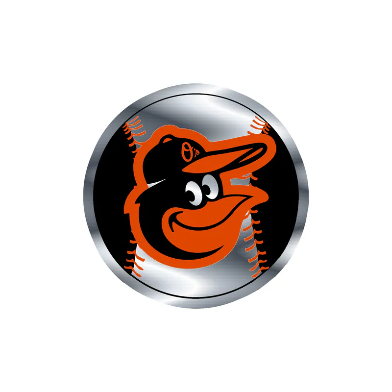 Baltimore Orioles - Baseball Cartoon Bird - Silver Chrome Vinyl Sticker - Custom Size