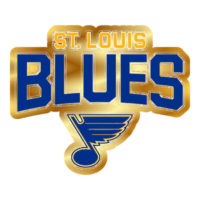 St Louis Blues - Note With Name Above - Gold Chrome Vinyl Sticker - Custom Size