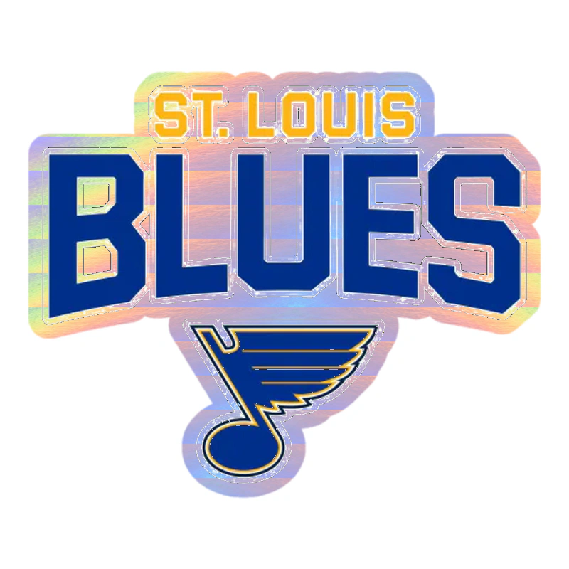 St Louis Blues - Note With Name Above - Holographic Vinyl Sticker - Custom Size