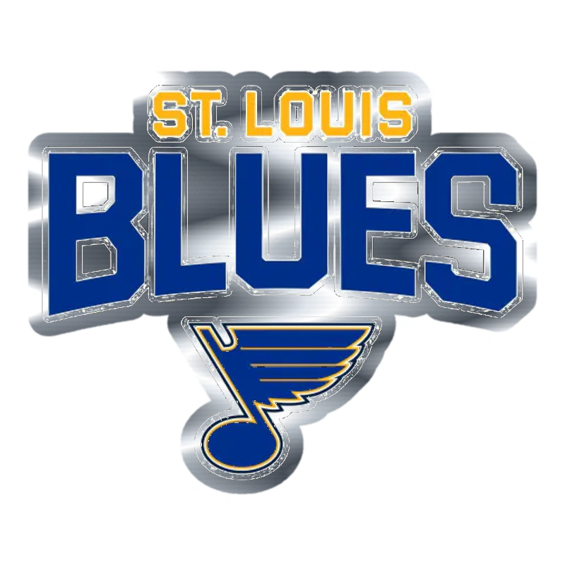 St Louis Blues - Note With Name Above - Silver Chrome Vinyl Sticker - Custom Size