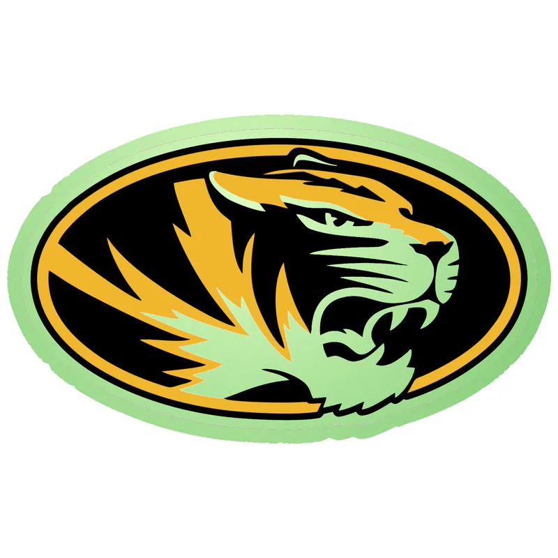Missouri Tigers - Tiger Head with Oval - Glow in the Dark Vinyl Sticker - Custom Size