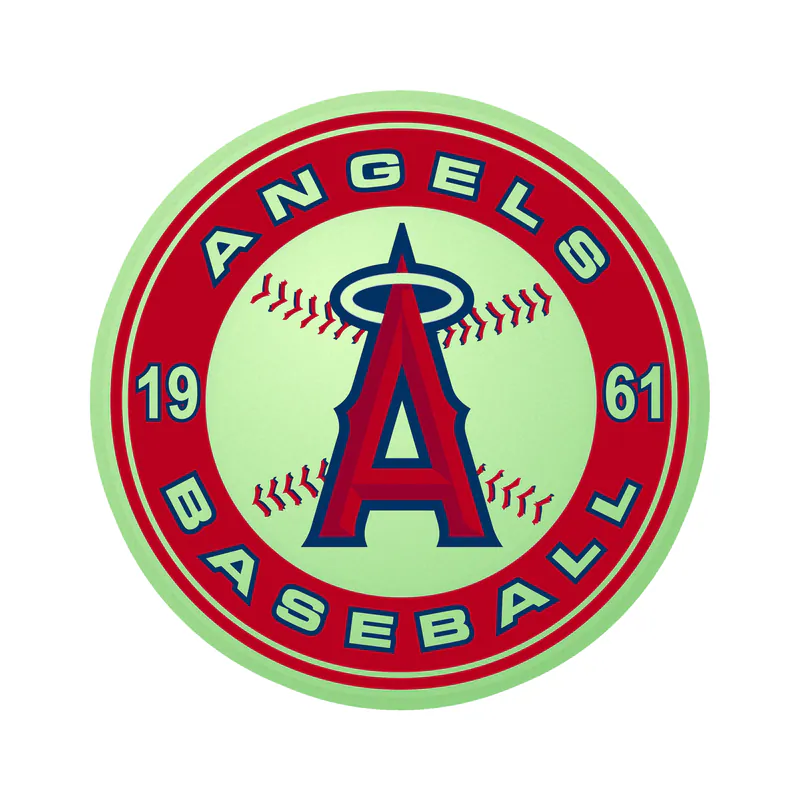 Los Angeles Angels - Red Circle With 1961 - Glow in the Dark Vinyl Sticker - Custom Size