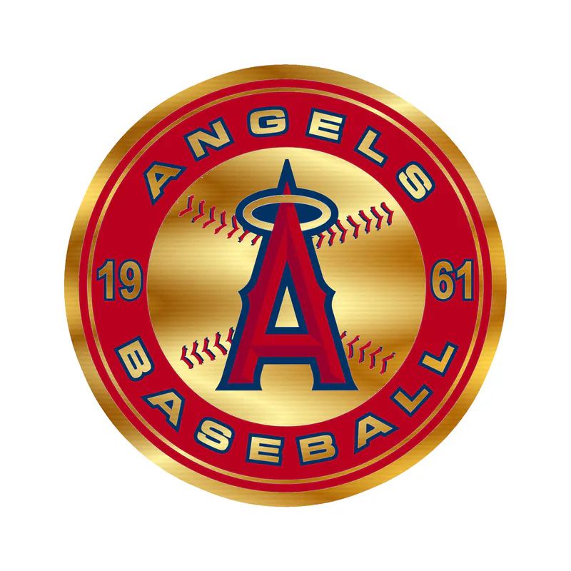 Los Angeles Angels - Red Circle With 1961 - Gold Chrome Vinyl Sticker - Custom Size