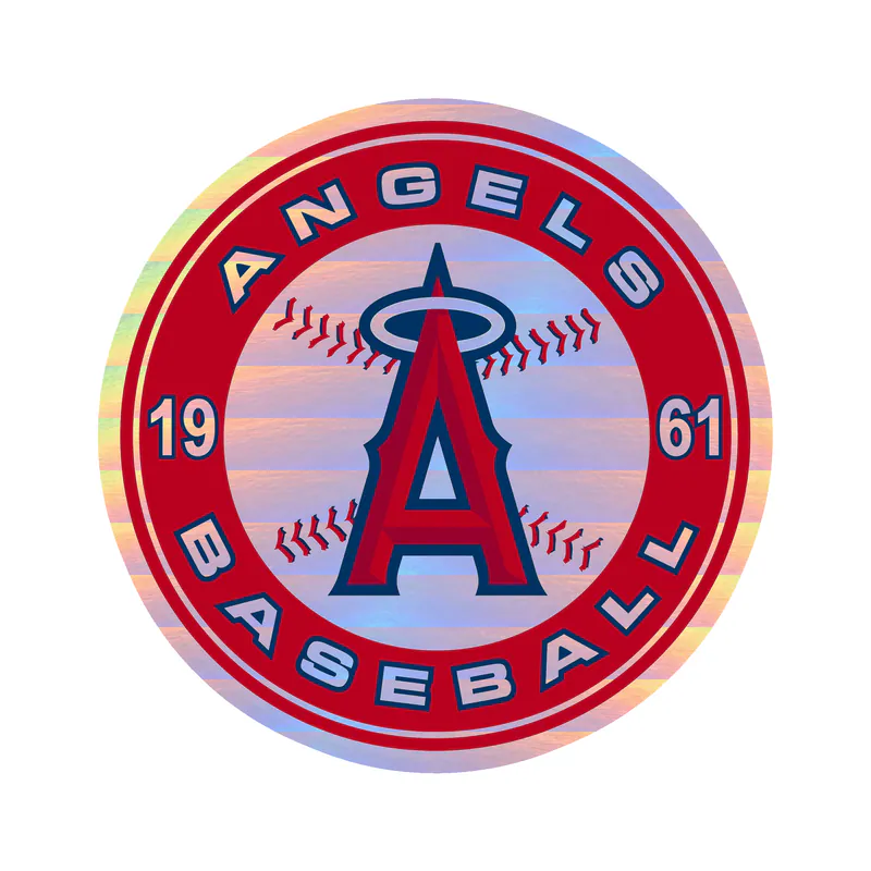 Los Angeles Angels - Red Circle With 1961 - Holographic Vinyl Sticker - Custom Size