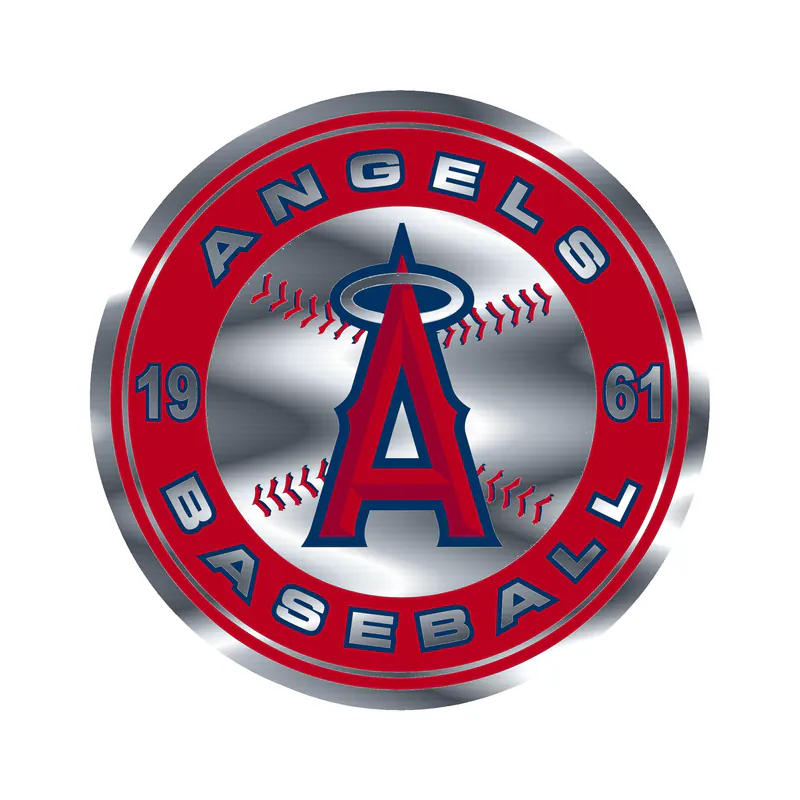 Los Angeles Angels - Red Circle With 1961 - Silver Chrome Vinyl Sticker - Custom Size