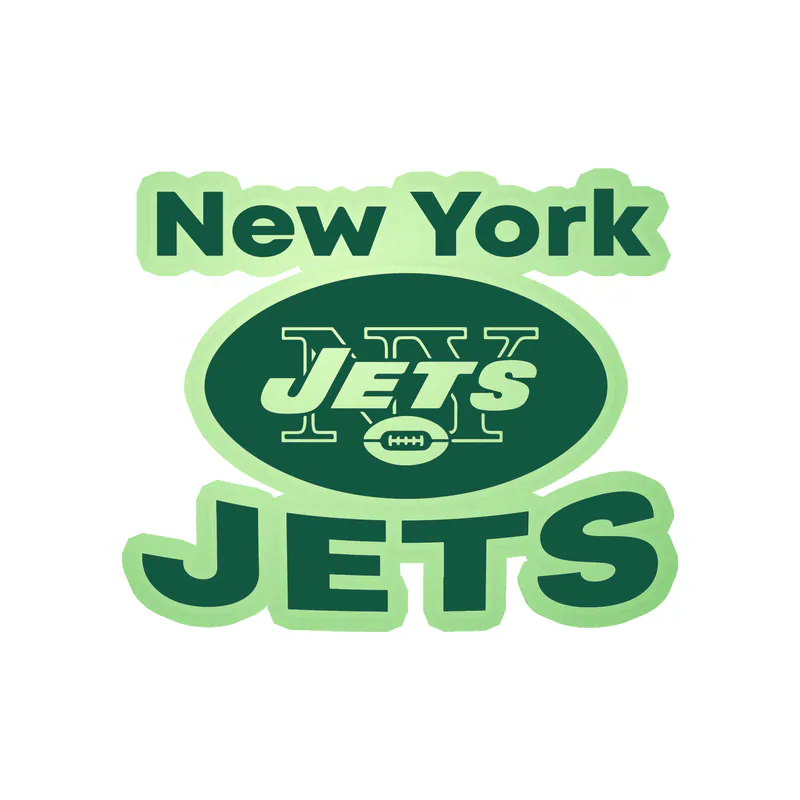 New York Jets - Football With Name - Glow in the Dark Vinyl Sticker - Custom Size