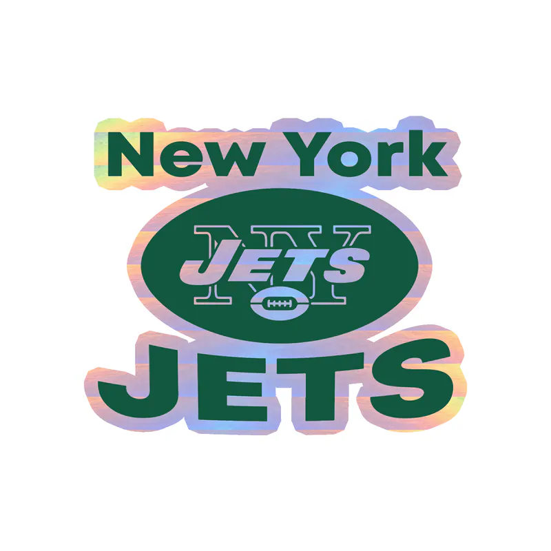 New York Jets - Football With Name - Holographic Vinyl Sticker - Custom Size