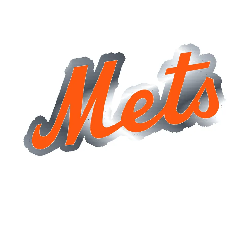 New York Mets - Orange Mets - Silver Chrome Vinyl Sticker - Custom Size