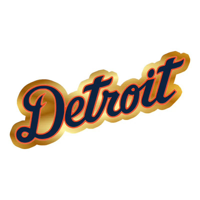 Detroit Tigers - Detroit - Gold Chrome Vinyl Sticker - Custom Size
