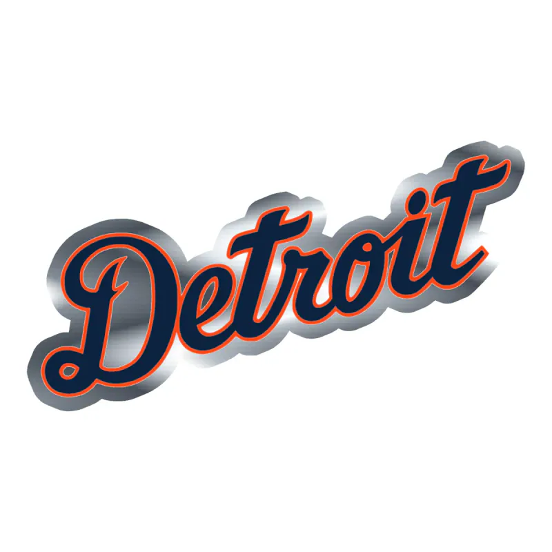Detroit Tigers - Detroit - Silver Chrome Vinyl Sticker - Custom Size