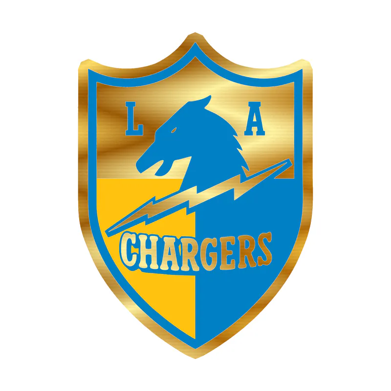 Los Angeles Chargers Gold Chrome Vinyl Sticker - Custom Size