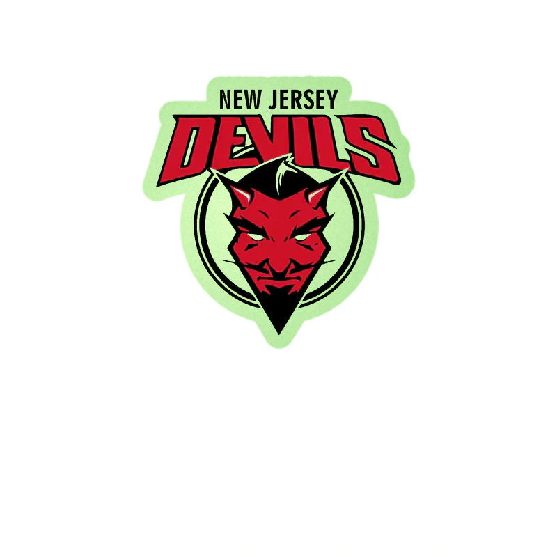 New Jersey Devils - Devil With Name On Top - Glow in the Dark Vinyl Sticker - Custom Size