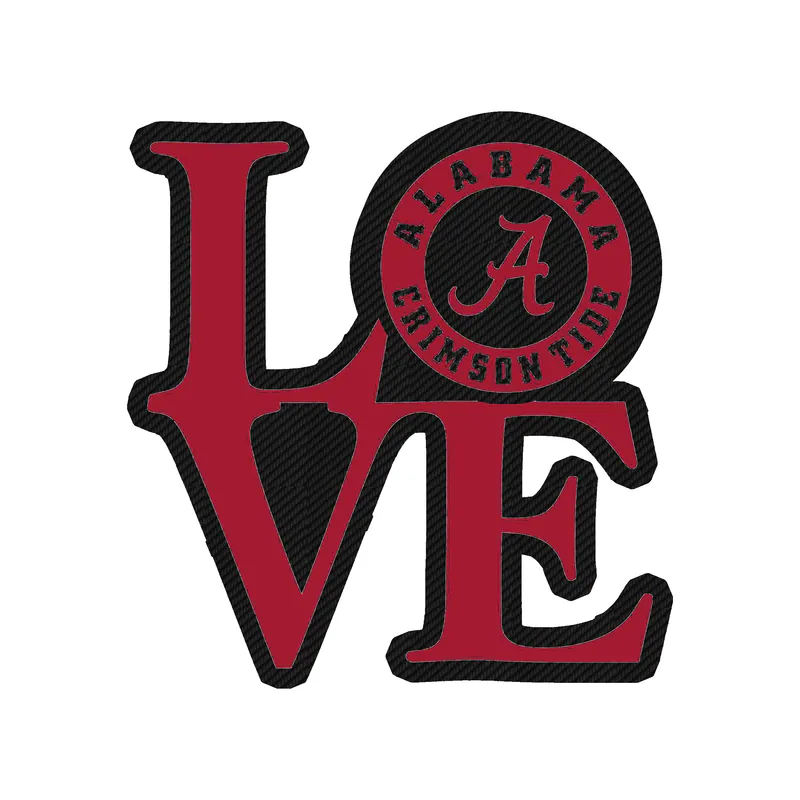 Alabama Crimson Tide - Love 3 - Carbon Fiber Vinyl Decal - Custom Size