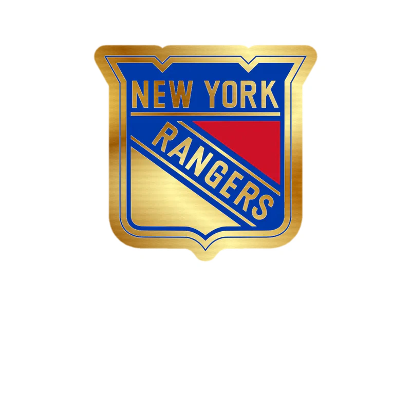 New York Rangers - Shield - Gold Chrome Vinyl Sticker - Custom Size