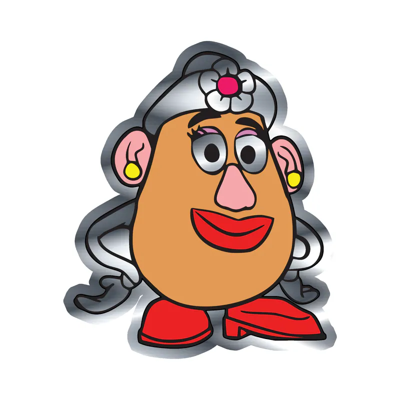 Toy Story Mrs. Potato Head Silver Chrome Vinyl Sticker - Custom Size