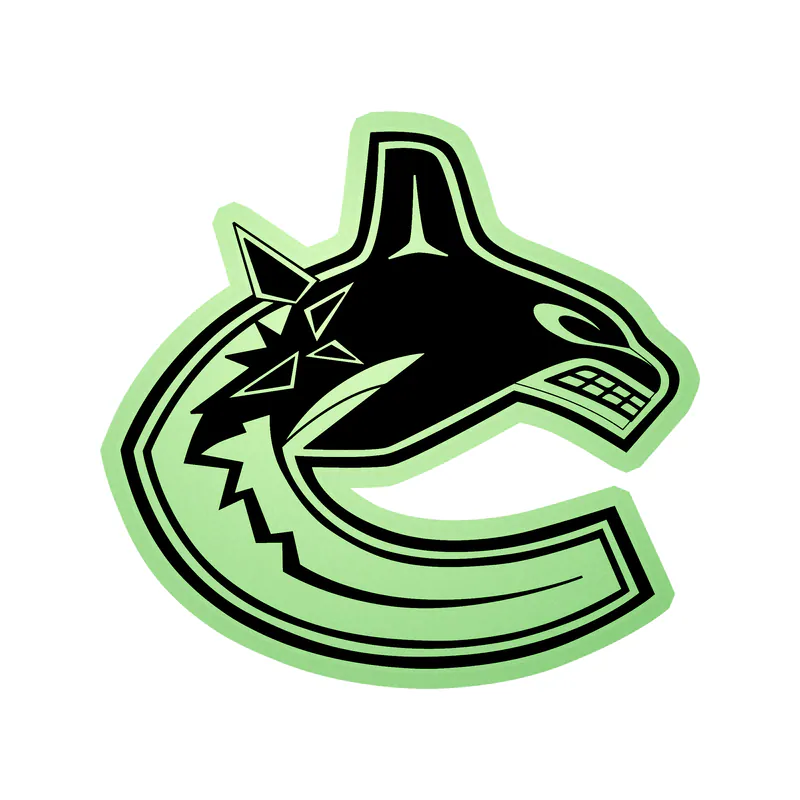 Vancouver Canucks - Black And White C- Glow in the Dark Vinyl Sticker - Custom Size