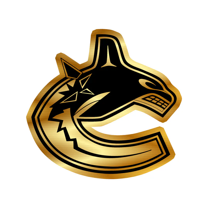 Vancouver Canucks - Black And White C- Gold Chrome Vinyl Sticker - Custom Size