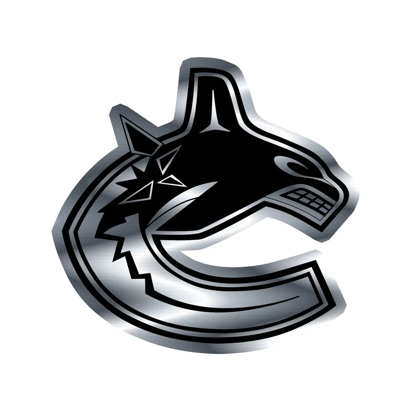 Vancouver Canucks - Black And White C- Silver Chrome Vinyl Sticker - Custom Size
