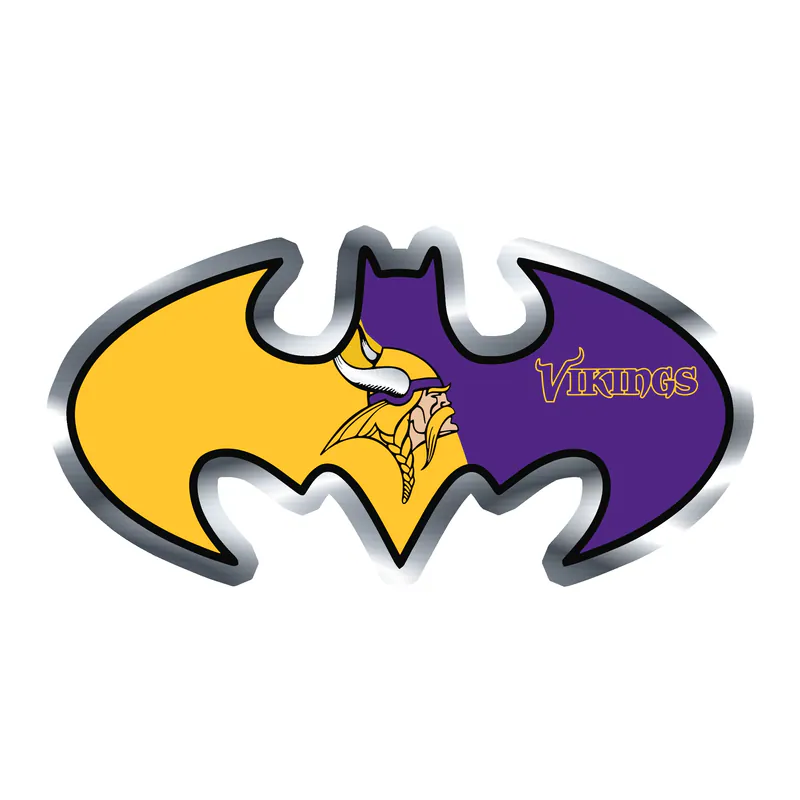 Minnesota Vikings - Batman - Silver Chrome Vinyl Sticker - Custom Size
