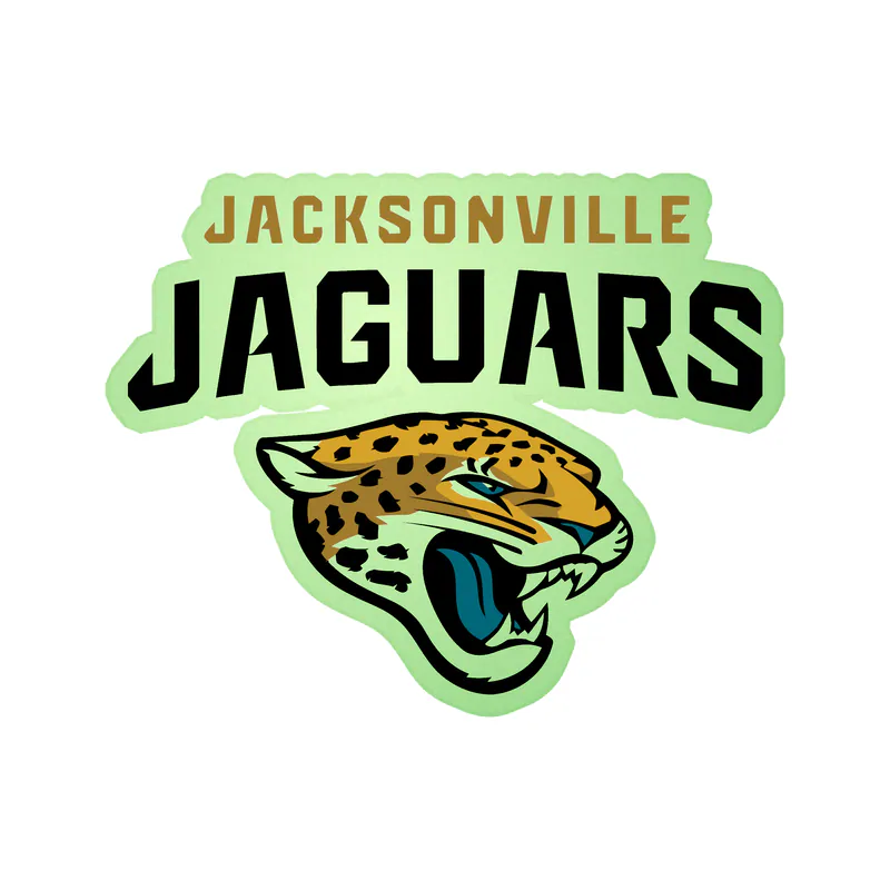Jacksonville Jaguars - Jaguar With Name Above - Glow in the Dark Vinyl Sticker - Custom Size