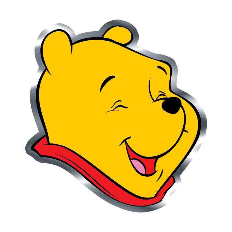 Winnie The Pooh - Silver Chrome Vinyl Sticker - Custom Size