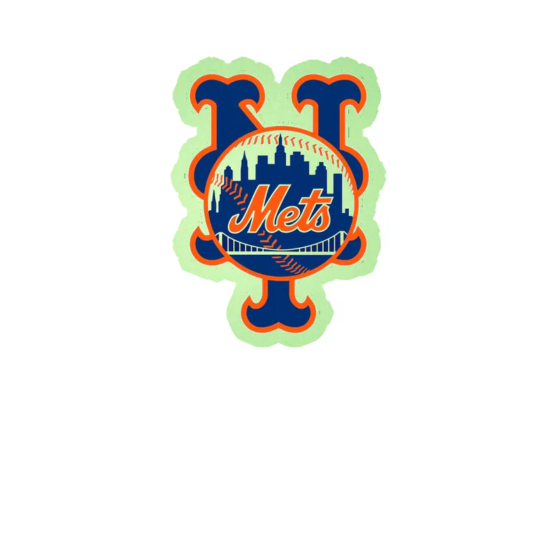 New York Mets - NY With Blue City - Glow in the Dark Vinyl Sticker - Custom Size