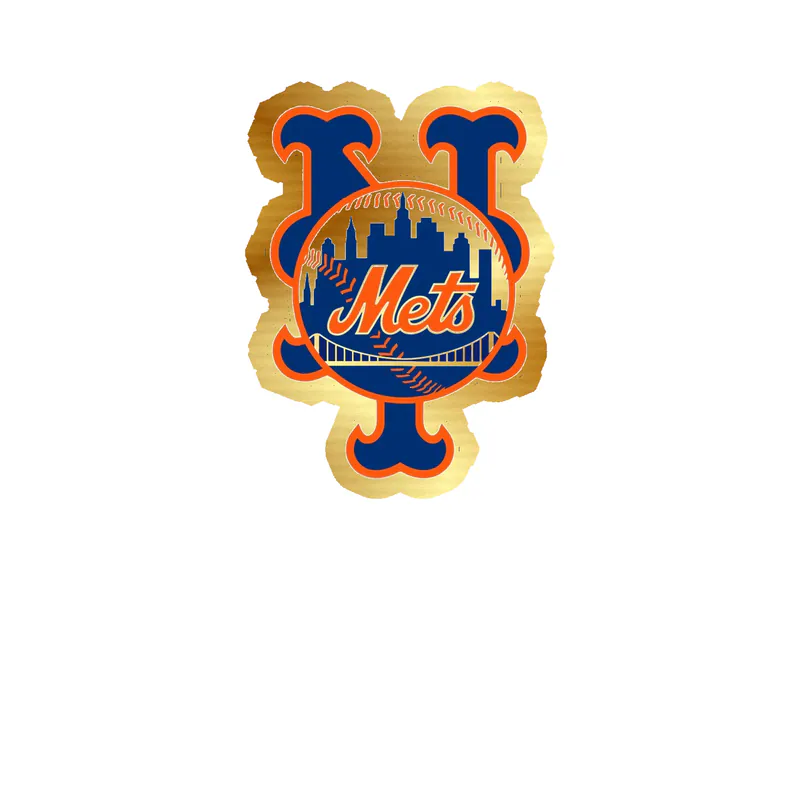 New York Mets - NY With Blue City - Gold Chrome Vinyl Sticker - Custom Size